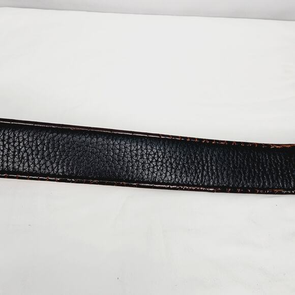 Vintage Brighton Women's Black & Brown Leather Belt with Scroll Buckle Large /34 - Picture 8 of 11